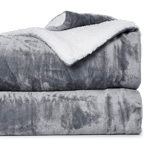 CHANDRAVATI Double Bed Sherpa Blanket | Polyester Micromink Flannel Solid Plain Blanket | Warm, Soft & Comfortable Bedding for Bedroom, Sofa & Travel (Light Grey, Double, 200 TC) - Image 1