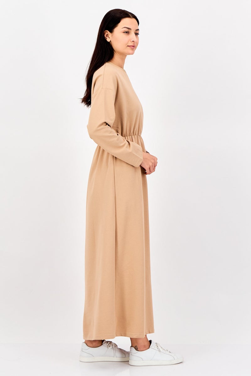 trendyol Women Plain Maxi Dress, Beige - Image 4