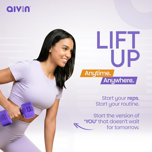AIVIN Coregrip 1.0 PVC Dumbbells I Set of 2 (2kg Each) I Hexagonal No-Roll Design with Easy-Grip Coating I Professional Home Gym Equipment for Strength Training, Pilates & Aerobics (Purple) - Image 4