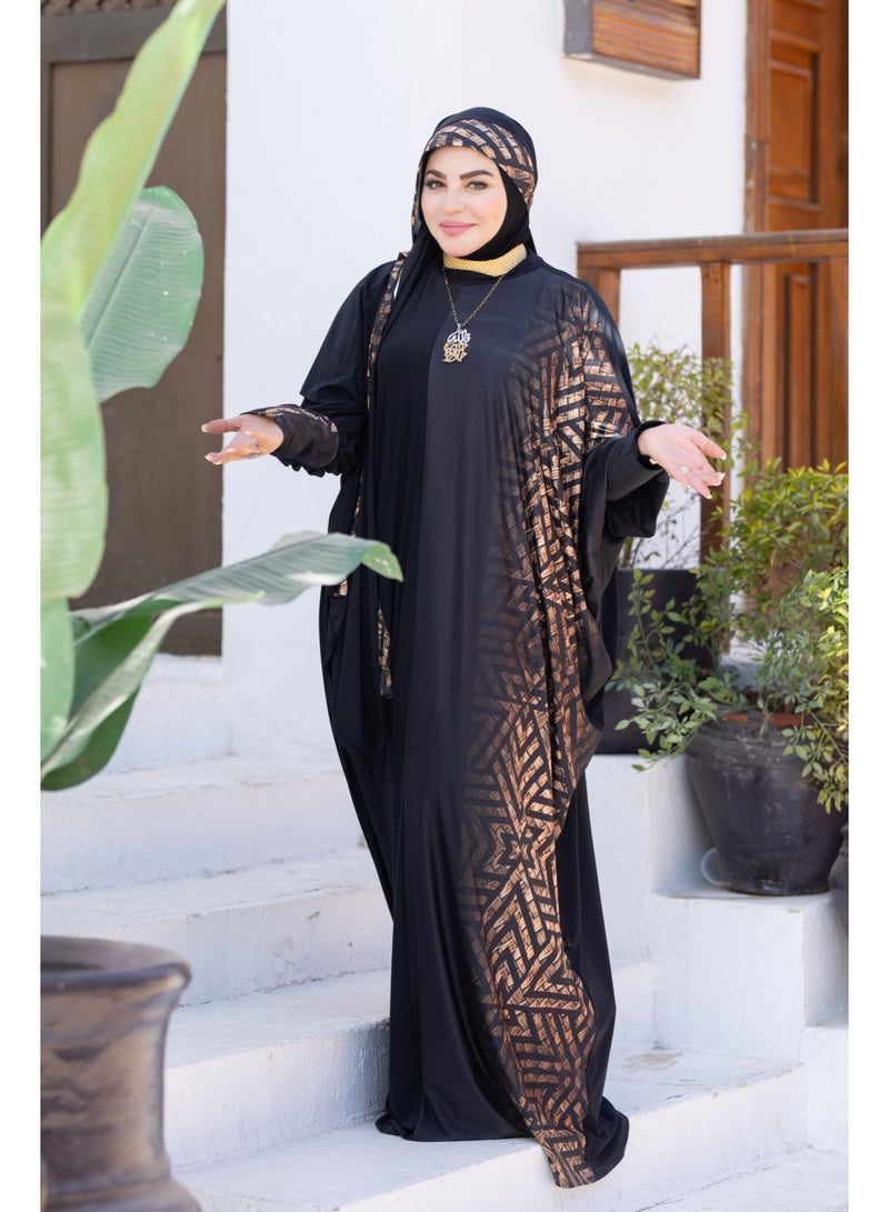 SATR HIJABI Printed, opaque prayer robe in luxurious butter fabric | Cover - 192 - Image 4