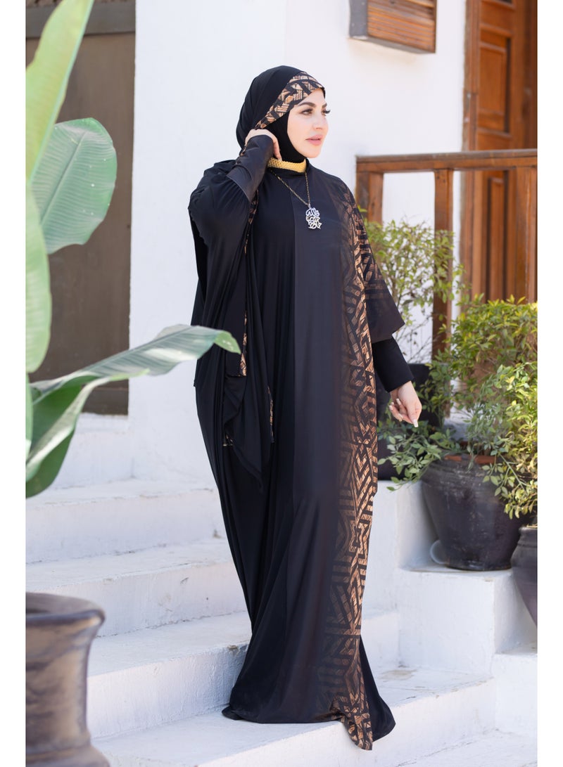 SATR HIJABI Printed, opaque prayer robe in luxurious butter fabric | Cover - 192 - Image 3