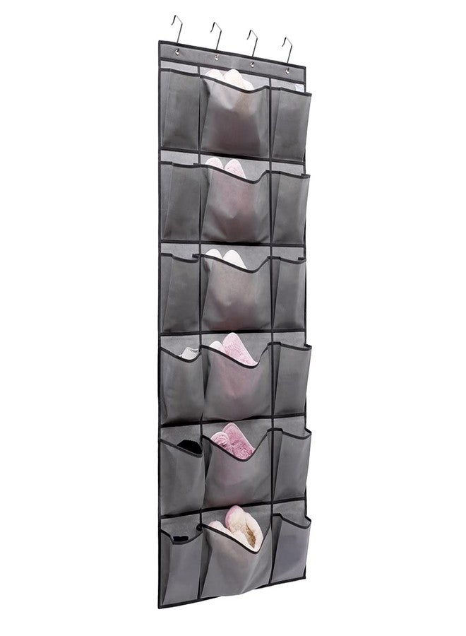 ANIZER Over The Door Hanging Shoe Rack Organizer with 6 Extra Large and 12 Large Fabric Pockets Shoe Holder for Home Storage (GREY) - Image 1