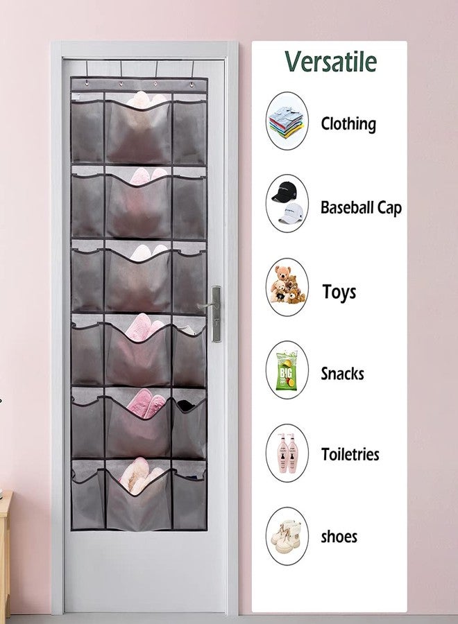 ANIZER Over The Door Hanging Shoe Rack Organizer with 6 Extra Large and 12 Large Fabric Pockets Shoe Holder for Home Storage (GREY) - Image 2