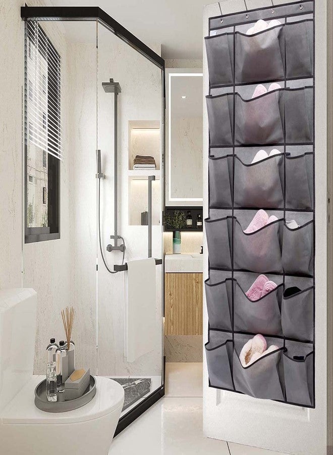 ANIZER Over The Door Hanging Shoe Rack Organizer with 6 Extra Large and 12 Large Fabric Pockets Shoe Holder for Home Storage (GREY) - Image 3