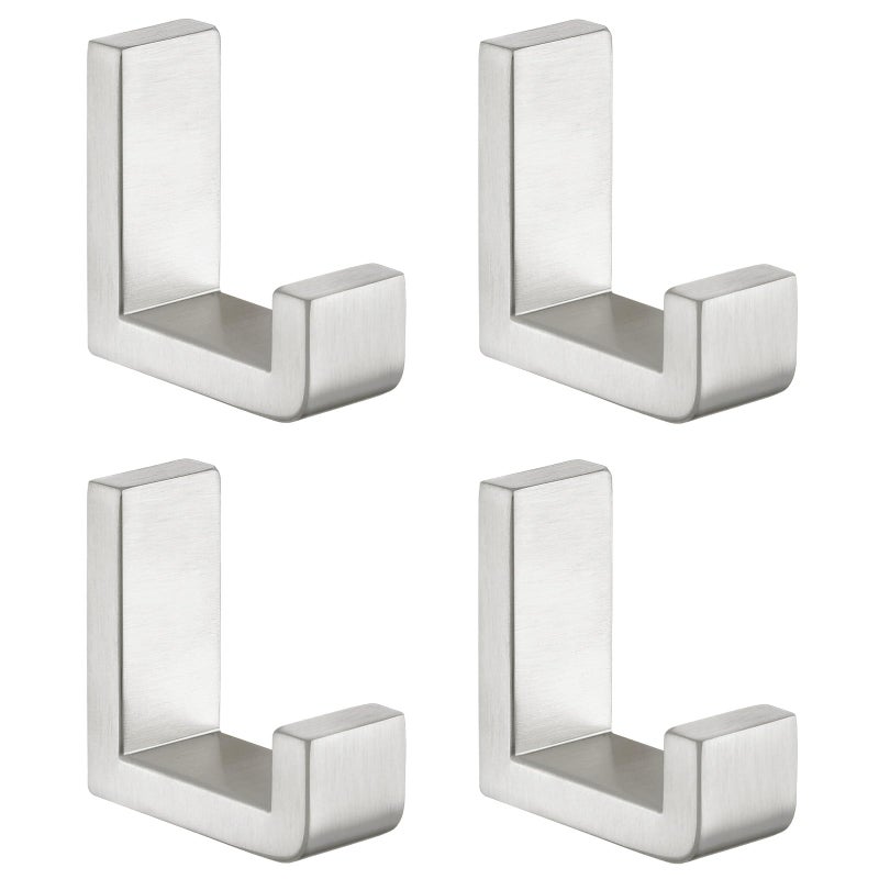 Angle Simple Towel Hooks for Bathroom SUS 304 Stainless Steel Robe Coat Hooks for Wall Brushed Nickel 4 Pack - Image 2