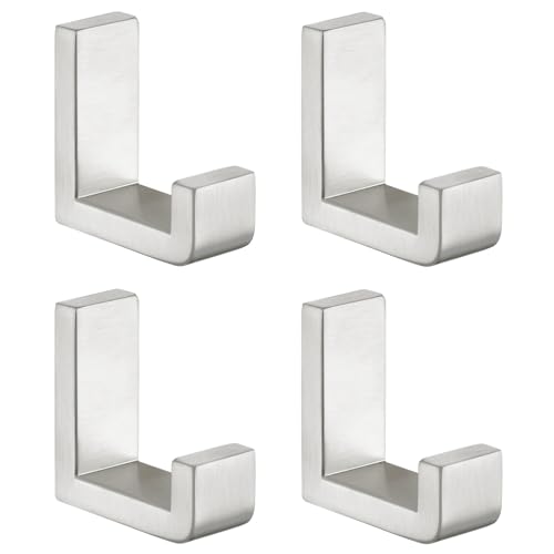 Angle Simple Towel Hooks for Bathroom SUS 304 Stainless Steel Robe Coat Hooks for Wall Brushed Nickel 4 Pack - Image 1