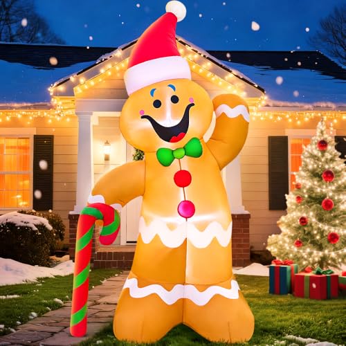 KOOY 6FT Inflatable Christmas Decorations Christmas Blow Up Yard Decorations with LED Light Up Gingerbread Inflatable Outdoor Decorations for Xmas Yard Decor - Image 1