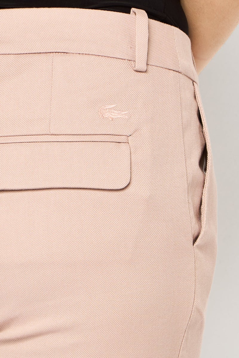 LACOSTE Women Regular Fit Embroidered Logo Straight Leg Pants, Old Rose - Image 3