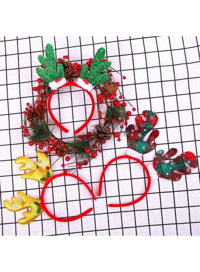 Aneco 9 Styles Christmas Reindeer Headband Antlers Headband Christmas Party Costume Head Boppers For Christmas Party Favor, 9 Pack - Image 5