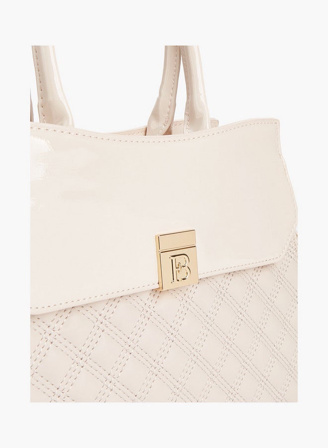 Flora Bella By Shoexpress Quilted Tote Bag with Detachable Strap and Zip Closure - Image 4