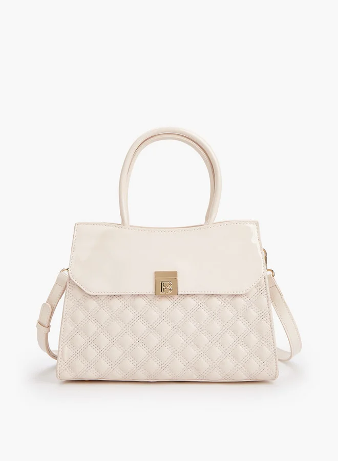 Flora Bella By Shoexpress Quilted Tote Bag with Detachable Strap and Zip Closure