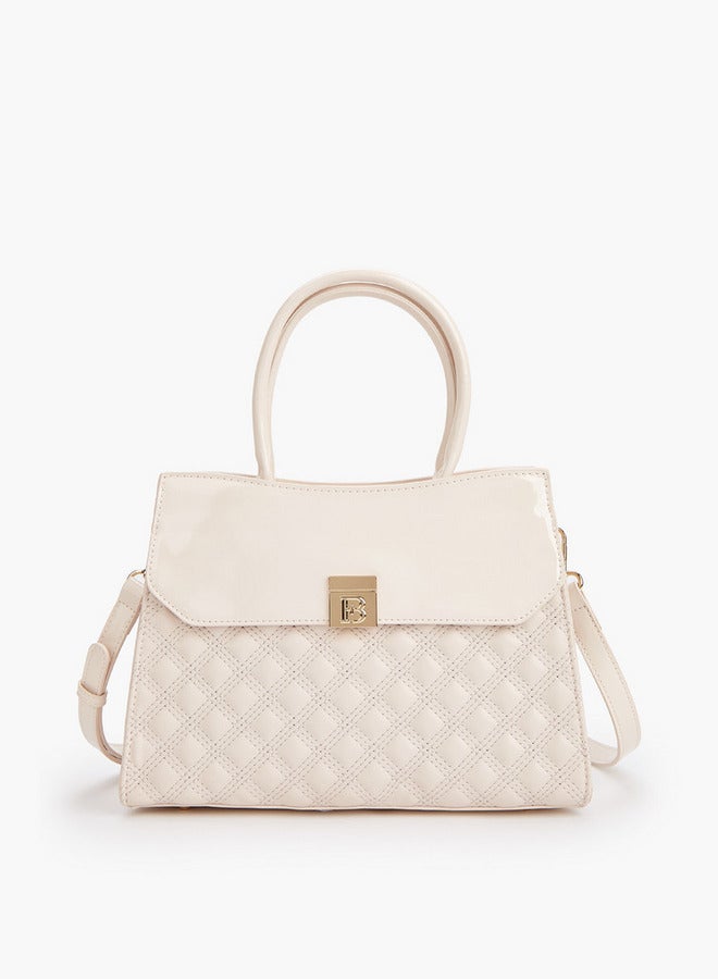 Flora Bella By Shoexpress Quilted Tote Bag with Detachable Strap and Zip Closure - Image 1