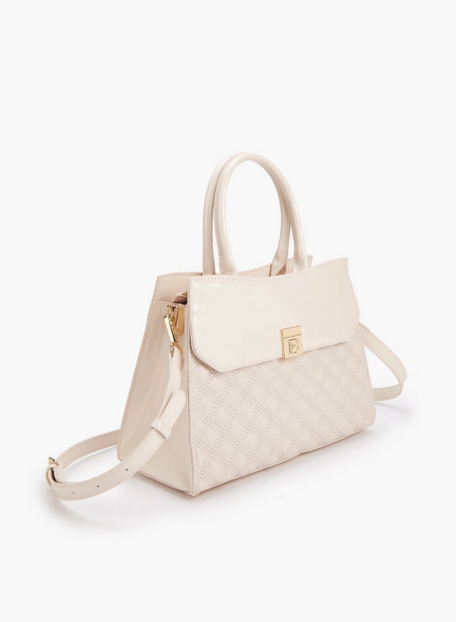 Flora Bella By Shoexpress Quilted Tote Bag with Detachable Strap and Zip Closure - Image 3