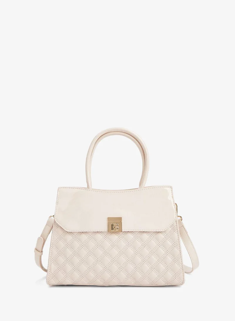 Quilted Tote Bag with Detachable Strap and Zip Closure