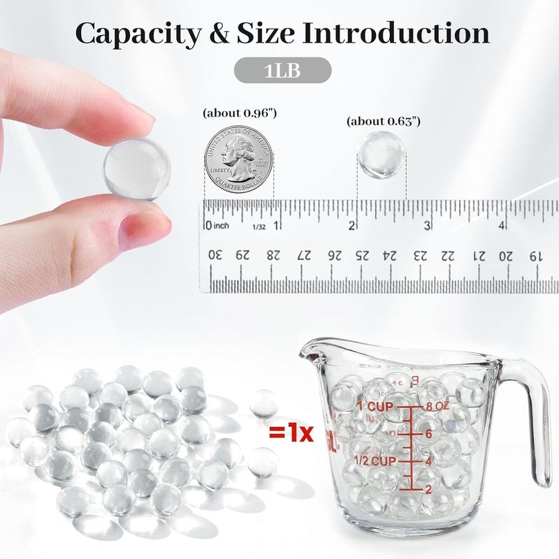 DomeStar 1LB Glass Marbles, Round 0.63 Inch Clear Glass Beads for Vase Fillers, Home Decor - Image 2