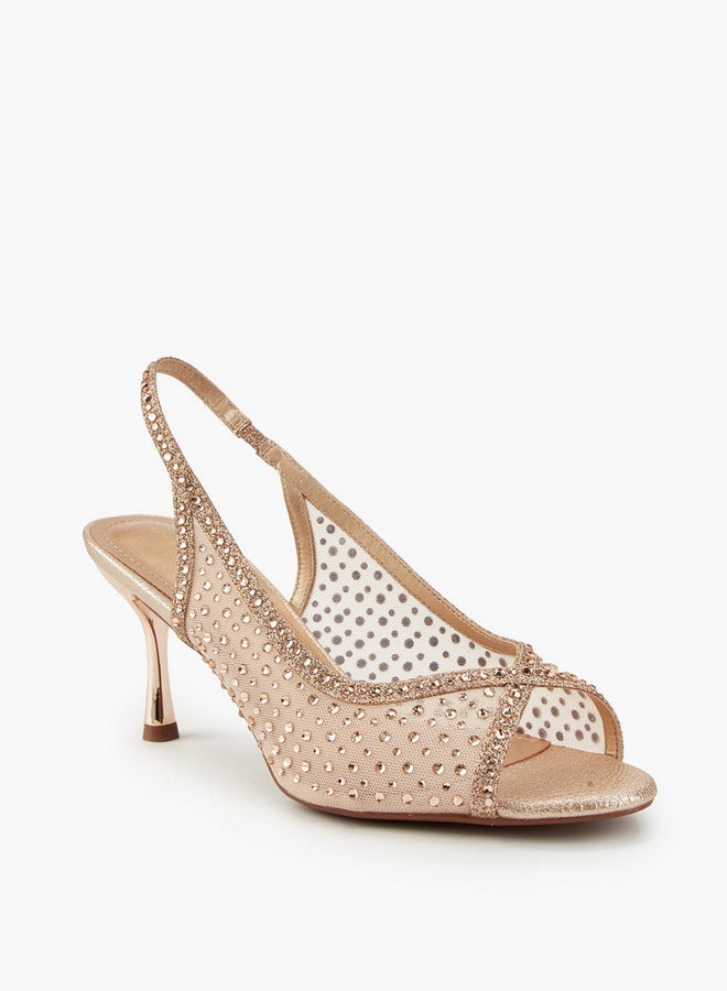 فلورا بيلا من شو إكسبرس صنادل بكعب ستيليتو وحزام خلفي مفتوح من الأمام مزينة - Image 3