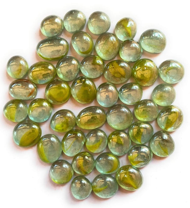 OhhSome Transparent Inner Green Colour Pebbles Glossy Home Decorative Vase Fillers Stone White 1Kg - Image 1