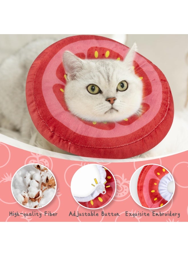 Adjustable (L) Cat Cone Collar, Cute Cat Donut Collar After Surgery, Cat Recovery Cone To Prevent Licking, L Size (11.5 Inches X 11.5 inches) Suitable For Cats With A Neck Circumference Of 7-12 Inches (Recommended For Cats Weighing 11-18 Pounds)  tomato - Image 4