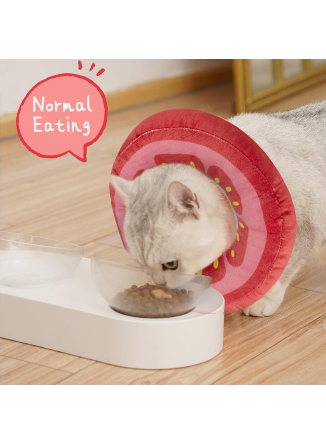 Adjustable (L) Cat Cone Collar, Cute Cat Donut Collar After Surgery, Cat Recovery Cone To Prevent Licking, L Size (11.5 Inches X 11.5 inches) Suitable For Cats With A Neck Circumference Of 7-12 Inches (Recommended For Cats Weighing 11-18 Pounds)  tomato - Image 3