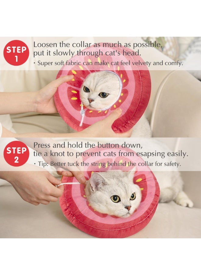 Adjustable (L) Cat Cone Collar, Cute Cat Donut Collar After Surgery, Cat Recovery Cone To Prevent Licking, L Size (11.5 Inches X 11.5 inches) Suitable For Cats With A Neck Circumference Of 7-12 Inches (Recommended For Cats Weighing 11-18 Pounds)  tomato - Image 5