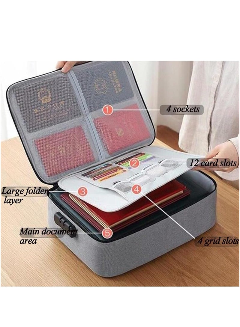 DubaiGallery Storage bag Travel Document Organizer, Document Safe Waterproof, File Organizer Bags for Men for Work, Multi-Layer Large Storage Space and Password Lock, Important Document Storage Bag - Image 2