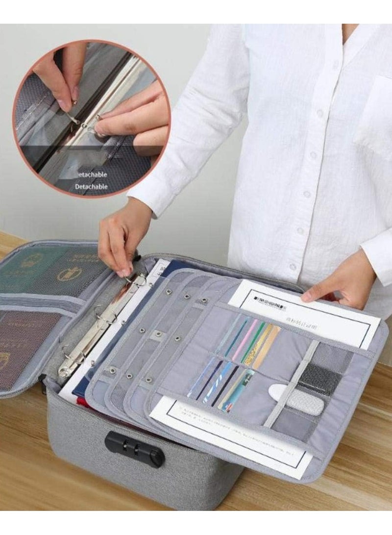DubaiGallery Storage bag Travel Document Organizer, Document Safe Waterproof, File Organizer Bags for Men for Work, Multi-Layer Large Storage Space and Password Lock, Important Document Storage Bag - Image 4
