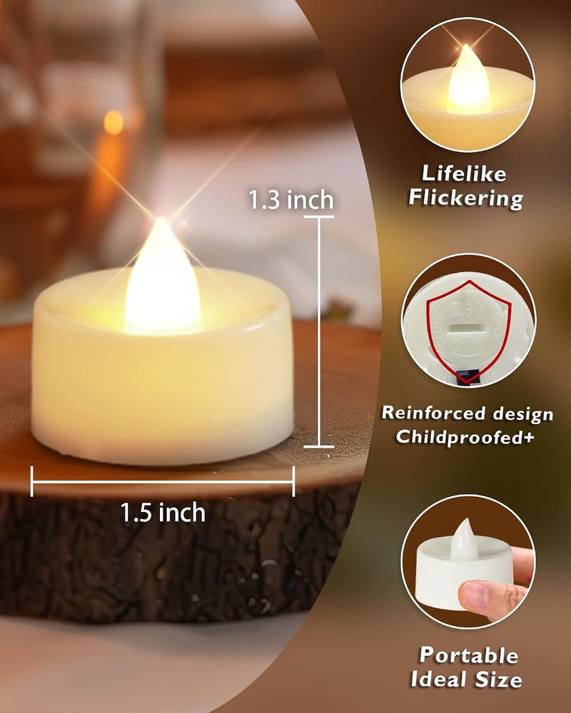 Homemory 100-Pack LED Tea Lights - Flickering Flameless Candles with Long Lasting Battery Life, Warm White - Image 5