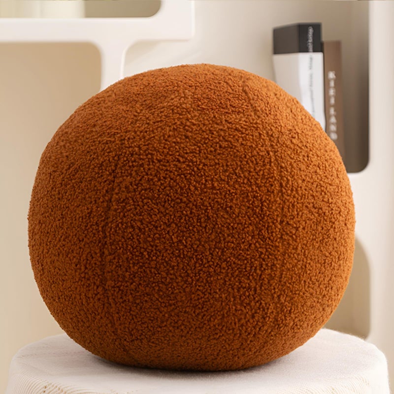 Gerlisay 118 inch Ball Pillow Nordic Round Throw Pillows Boucle Ball Pillow Sphere Shaped Pillow Round Decorative Pillow for Couch Sofa Bedroom Caramel 118 inch