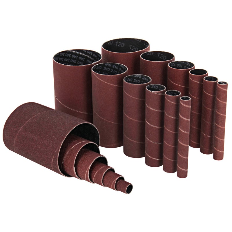 ABN Aluminum Oxide Spindle Sanding Sleeves 18-Pack – 4.5in Length, Assorted 80 120 240 Grit, 1/2in to 3in Sandpaper - Image 1