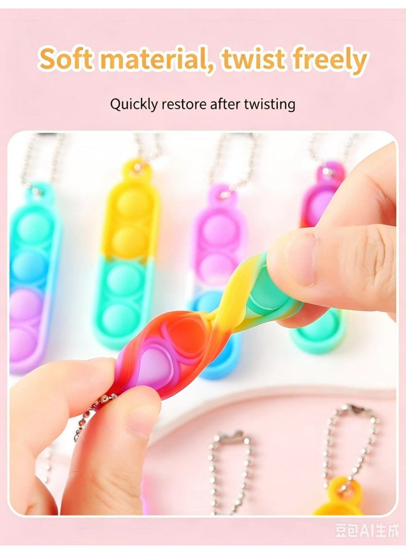 30 Pack Mini Pop Fidget Keychain, Kids Party Favors Fidget Toys Bulk, Its Birthday Party Favors for Kids 4+ Year Small Kid, Classroom Prizes Fidgets It Bubbles Poppers - Image 2