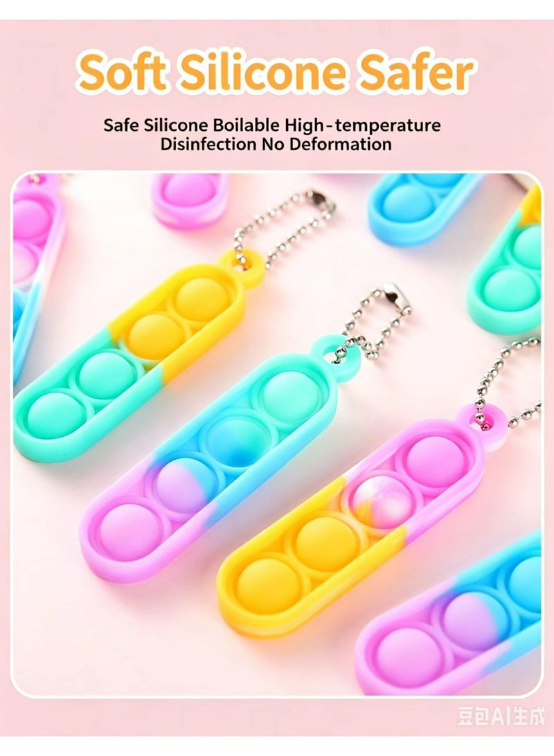 30 Pack Mini Pop Fidget Keychain, Kids Party Favors Fidget Toys Bulk, Its Birthday Party Favors for Kids 4+ Year Small Kid, Classroom Prizes Fidgets It Bubbles Poppers - Image 3