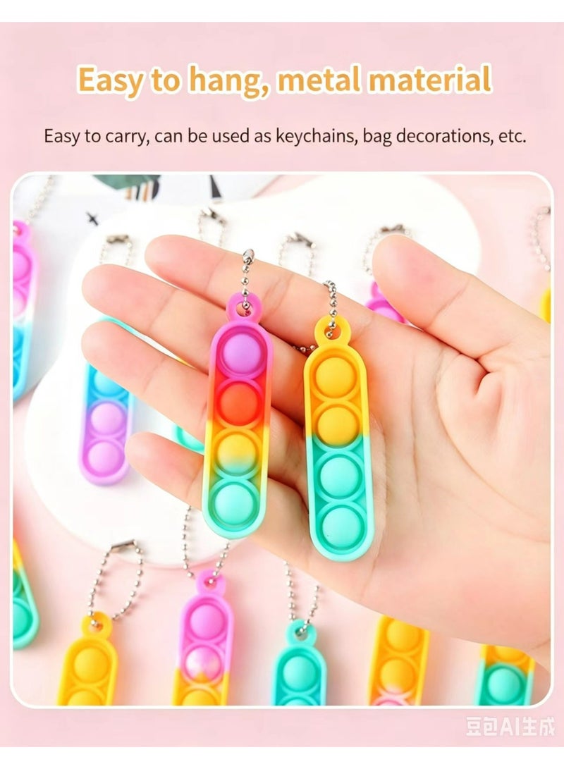 30 Pack Mini Pop Fidget Keychain, Kids Party Favors Fidget Toys Bulk, Its Birthday Party Favors for Kids 4+ Year Small Kid, Classroom Prizes Fidgets It Bubbles Poppers - Image 4