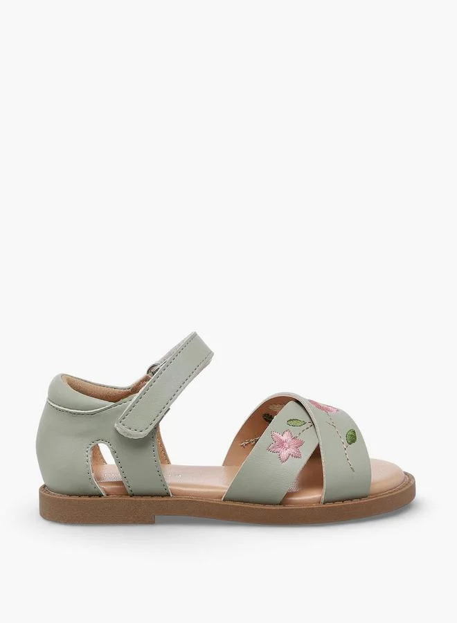 فلورا بيلا من شو إكسبرس Girls Floral Embroidered Cross Strap Sandals