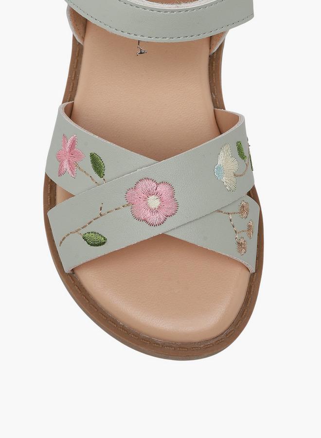 Flora Bella By Shoexpress Girls Floral Embroidered Cross Strap Sandals - Image 3