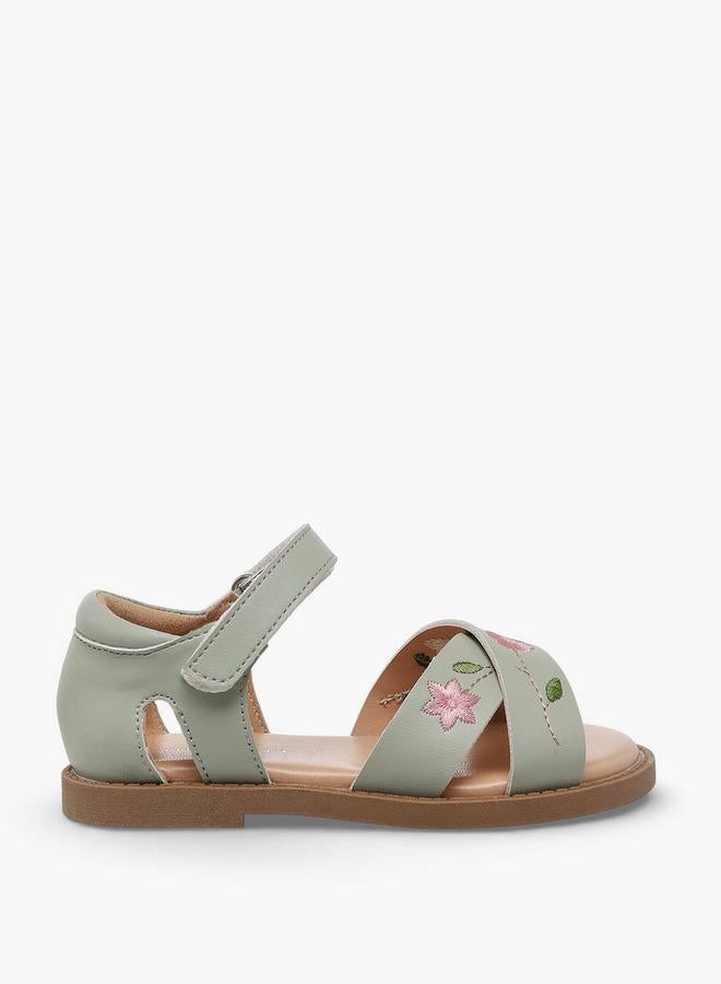 Flora Bella By Shoexpress Girls Floral Embroidered Cross Strap Sandals - Image 2