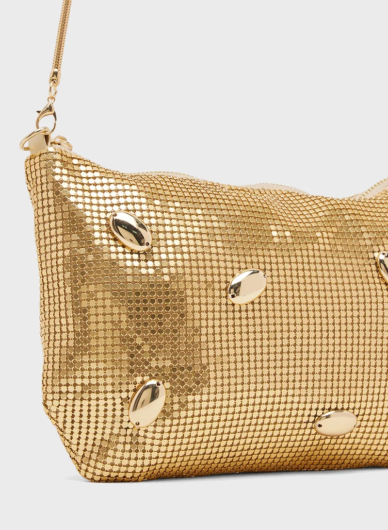 Ginger Gold Embellished Shoulder Bag