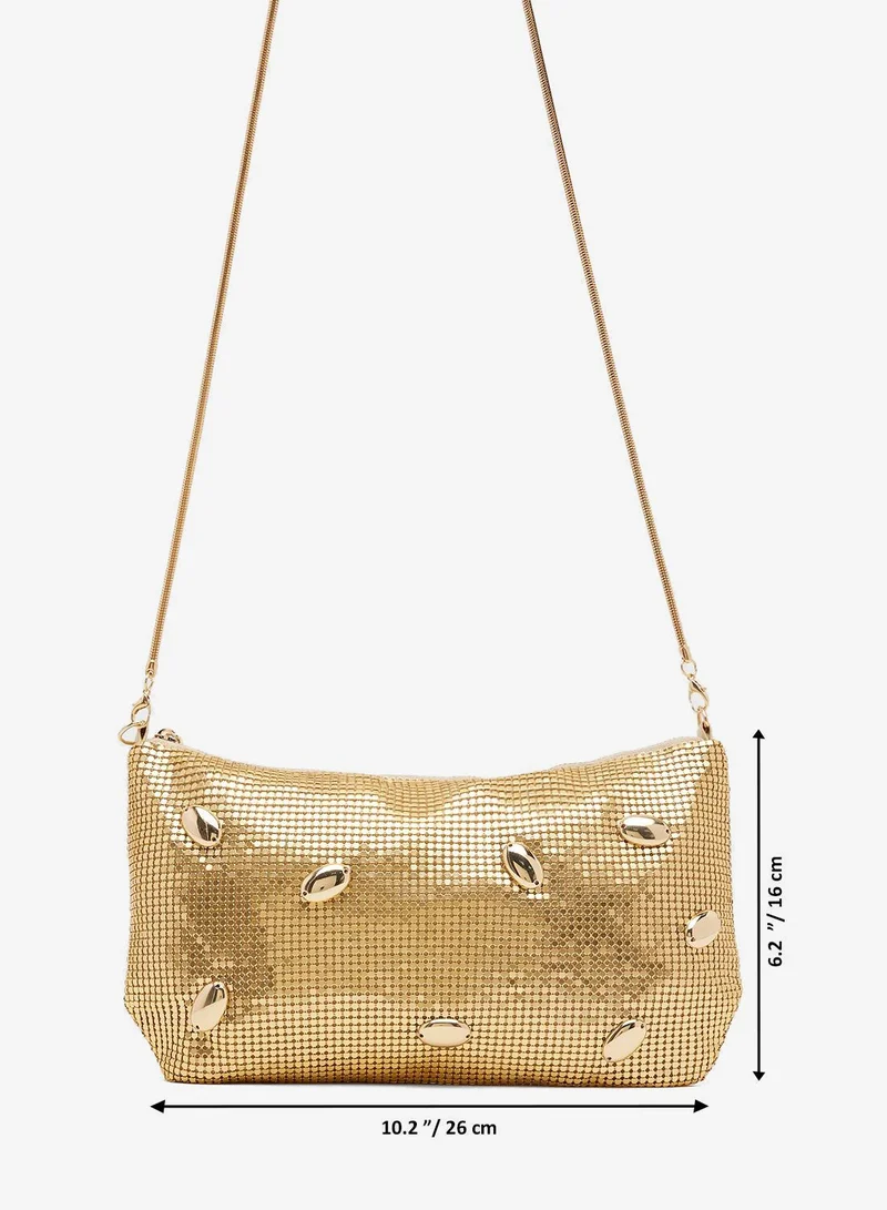 Ginger Gold Gold Embellished Shoulder Bag for Women | Best Price UAE