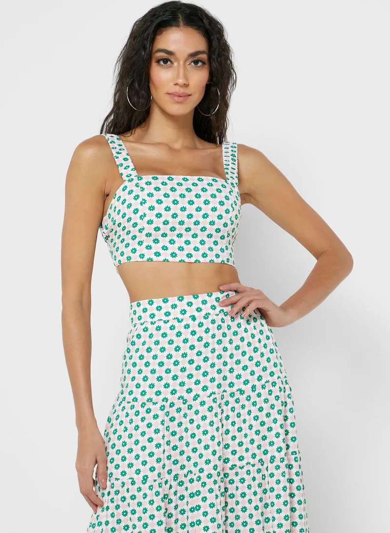GLAMOROUS Strappy Printed Crop Top