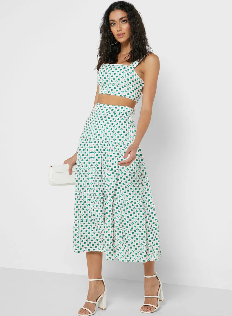 GLAMOROUS Strappy Printed Crop Top