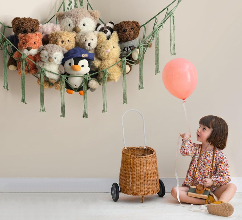 mirolam Stuffed Animal Hammock - Large Stuffed Animal Net Corner - Hanging Stuff Animal Storage Organizer For Plush Plushie Display Room Bedroom Boho Decor - Image 4