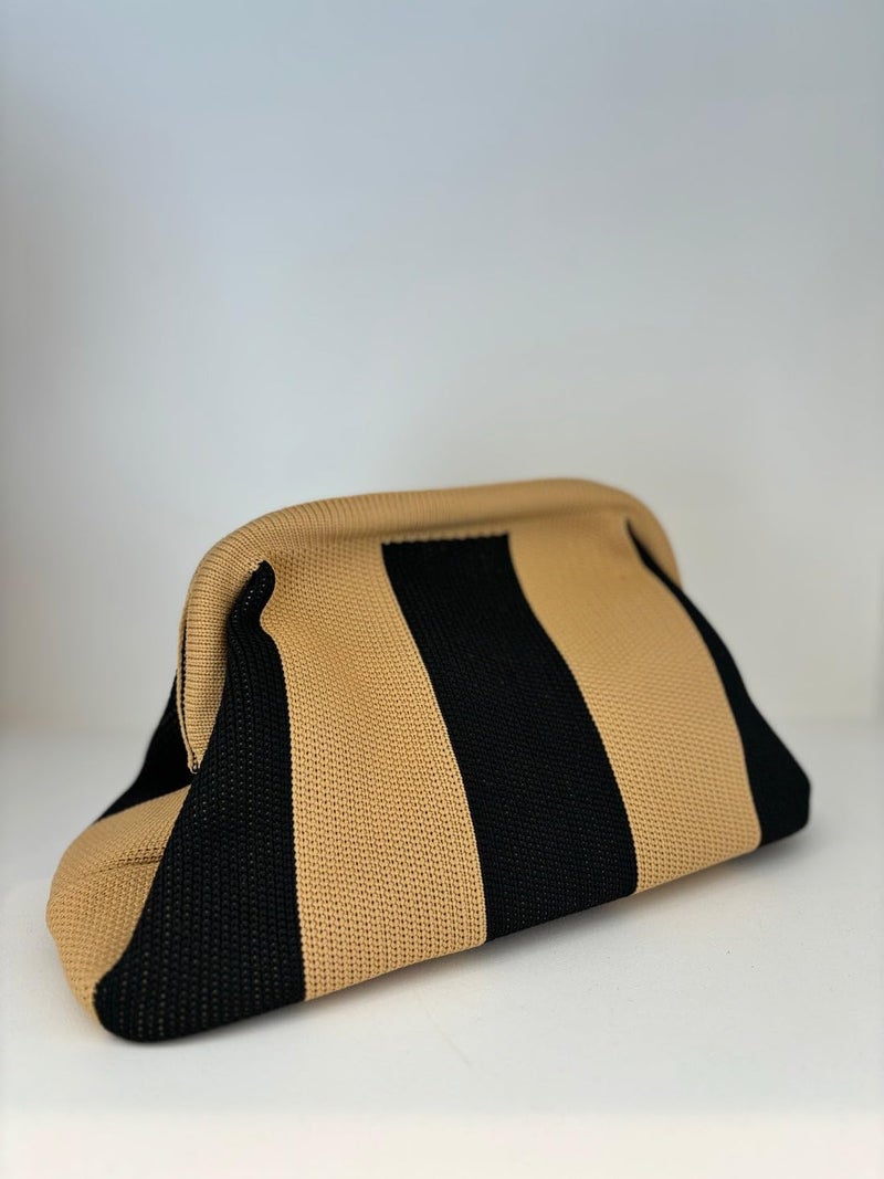 Kawn® Women’s Striped Crochet Clutch Purse | Woven Handcrafted Shoulder Handbag | Kiss-Lock Dumpling Style Evening Clutch for Daily Use & Outings - Image 5