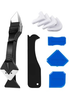 KASTWAVE Caulking Tool Kit, 3 in 1 Silicone Caulk Remover Glass Glue Angle Scraper for Kitchen Bathroom Window Sink Joint with 5 Replaceable Silicone Pads  - Image 1