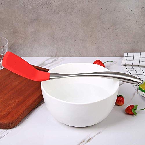 Baskety Silicone Turner Spatula Set Non-Stick Rubber Serving Turner Solid Spatula with Stainless Steel Handle Cooking Utensils for Nonstick Cookware Red Pack of 2 - Image 5