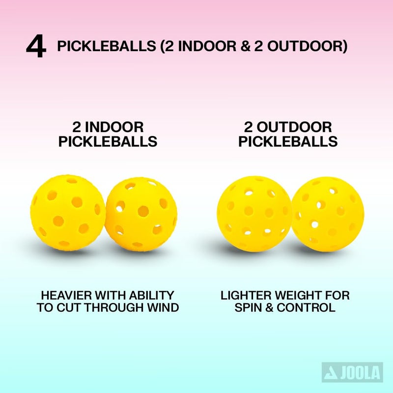 JOOLA Ben Johns Pickleball Set - Made with Reinforced Fiberglass and Honeycomb Polypropylene - Includes 2 Paddles, 4 Balls, and JOOLA Pickleball Bag - Image 5