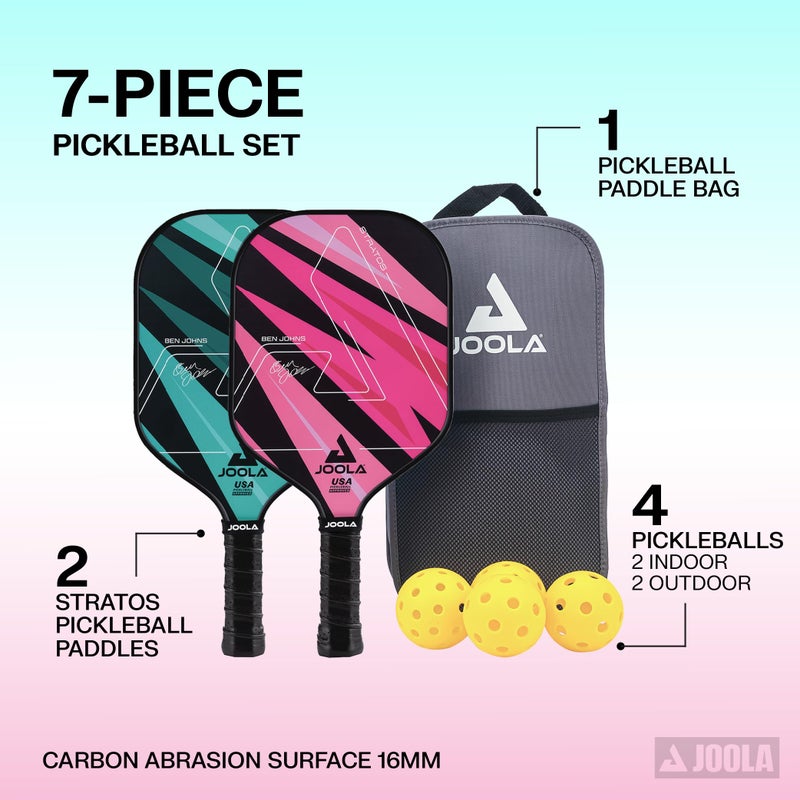 JOOLA Ben Johns Pickleball Set - Made with Reinforced Fiberglass and Honeycomb Polypropylene - Includes 2 Paddles, 4 Balls, and JOOLA Pickleball Bag - Image 2