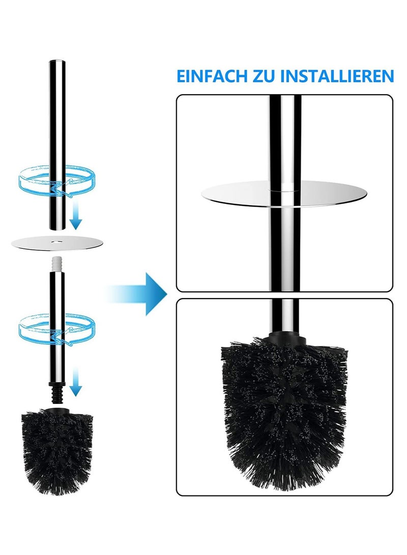 Arabest Toilet Brush and Holder, Toilet Bowl Brush with 304 Stainless Steel Long Handle, Hidden Toilet Brush with Durable Scrubbing Bristles for Bathroom Deep Cleaning (Black) - Image 5