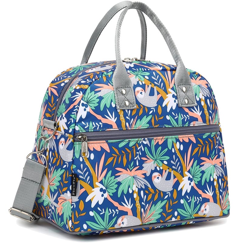 FlowFly Insulated Lunch Bag With Shoulder Strap for Women, Men, and Kids, Large and Reusable, Handle, Freezable Work and School Travel Tote and Meal Prep Organizer,Sloth - Image 1