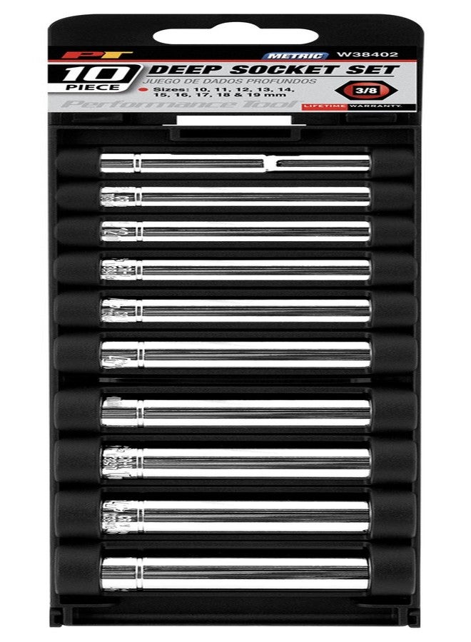 بيرفورمانس تول مجموعة مقابس عميقة مترية W38402 بمحرك 3/8 بوصة من Performance Tool، مكونة من 10 قطع - Image 2