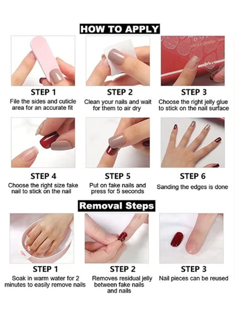 24-piece fake nail set, Ins-Style Cat-Eye Gradient Fake Nails,Detachable Nail Stickers - Image 4