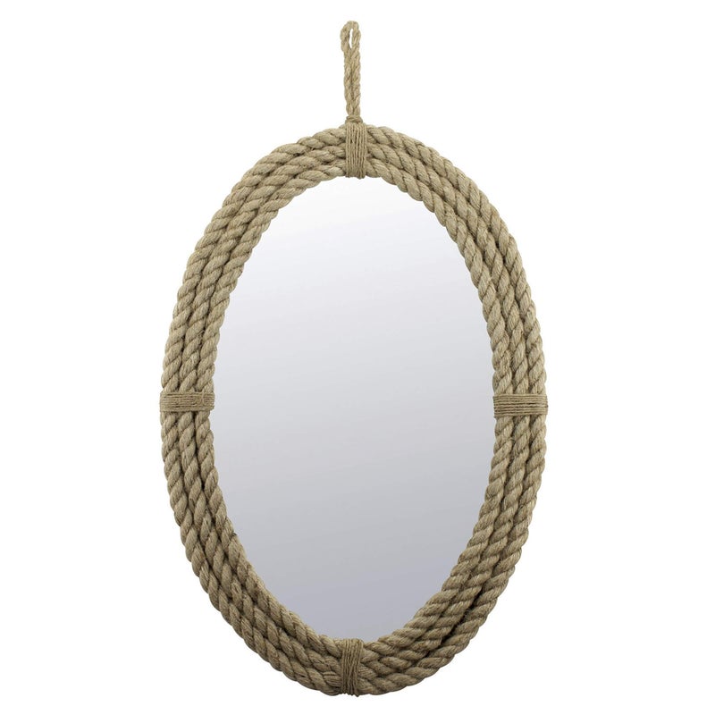 Stonebriar Decorative Oval Rope Wall Mirror with Hanging Loop